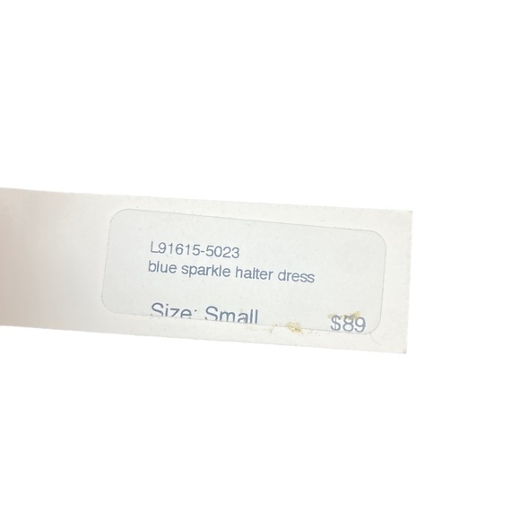 Luxxel Sz S Women's Blue‎ Sparkle Halter Open Back Flared Skirt Dress NWT - Picture 8 of 13